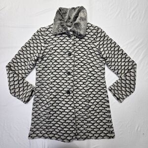 Maria Sole Italian Made Large Black and gray Coat made with A Wool Blend